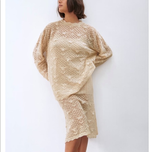 Zara | Dresses | Zara Pointelle Knit Dress | Poshmark